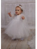 Ivory Lace Feather Flower Girl Dress Baby Blessing Dress